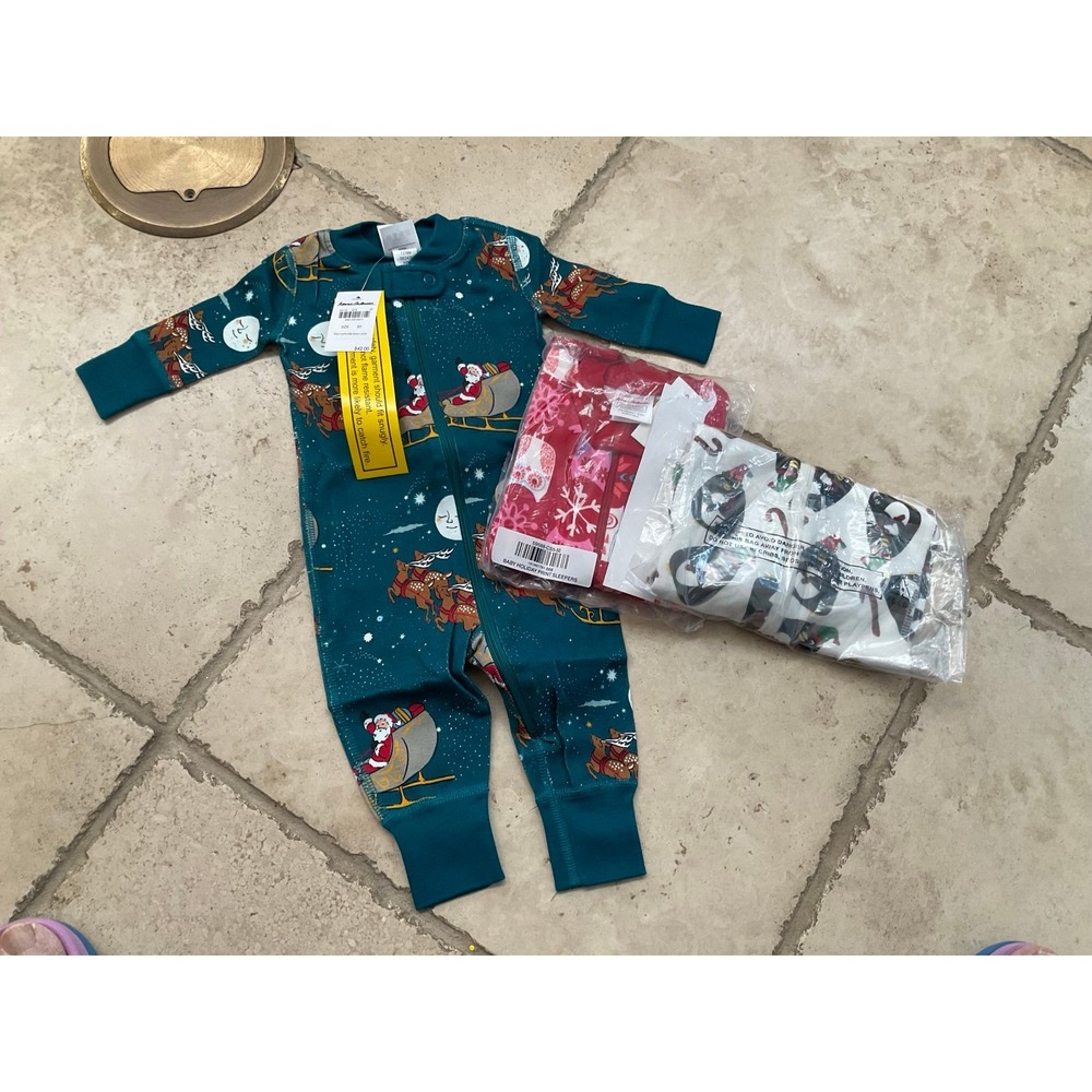 NWT Hanna Andersson Zipper Baby Sleeper Bundle of 3! Size 50 0-3 Months‎ Pajamas
